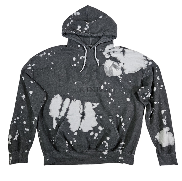 AC⚡️DC Acid Washed Long Sleeve Hooded Sweatshirt, Dark Grey, Large - Picture 5 of 11